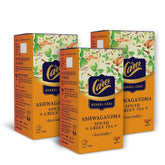Care Ashwagandha Spiced Herbal Care Green Tea - 3 Packs X 25 Sachets | Organic Desi Kahwa With Tulsi, Ginger, Cinnamon - Ayurvedic Indian Kadha For Detoxification | Whole Loose Leaves Blend